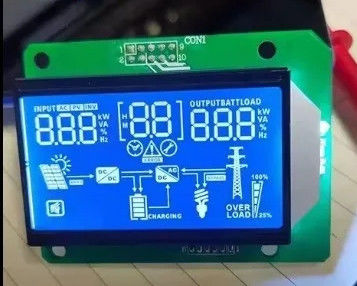 3.3V Custom Segment LCD Display HTN Blue Negative White Characters 12 O'Clock Viewing