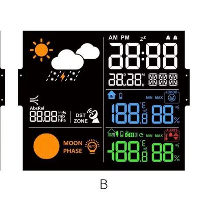 VA LCD Display Segmented Black Screen Module with 178 Degrees Viewing Angle 5.0V Operating Voltage and White LED Backlight for Car Tire Pressure