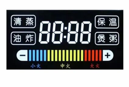 4.5V 7 Segment LCD Display with 6 O'clock Viewing Direction and Customizable Monochrome LCD Module