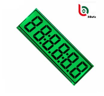 Custom 7 Segment LCD Display with 37mm x 17mm x 1.1mm Dimensions and 3.0V Supply Voltage for 34mm x 12mm Viewing Area