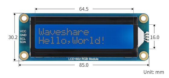 3.0V Monochrome LCD Display Screen with 16 Character 2 Line and HTN Positive Transflective Technology