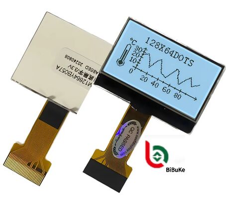 White Backlight 128x64 COG LCD Display with FSTN Positive and 3.3V Operating Voltage