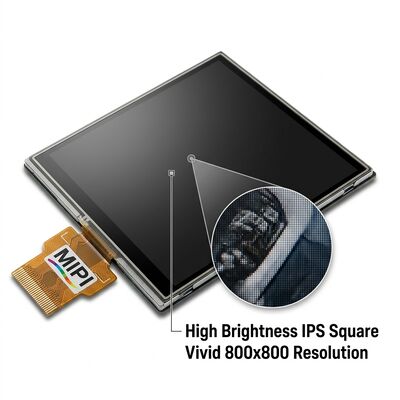 7.6-Inch High Brightness 1000 cd/m² IPS Square TFT LCD Display with 800x800 Resolution and MIPI Interface