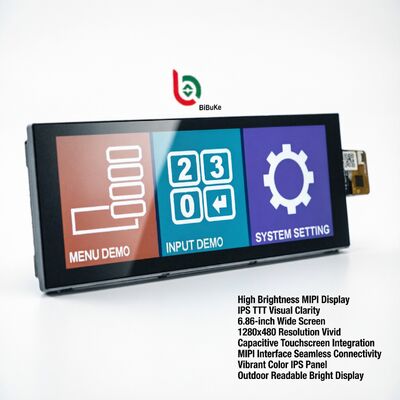 6.86-Inch High Brightness 800 cd/m² 1280*480 Dots MIPI LCD Module with IPS TFT Screen and CTP