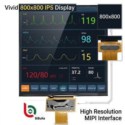 7.6-Inch 800x800 Resolution MIPI Interface IPS Square TFT LCD Display with 1000 Nits Brightness
