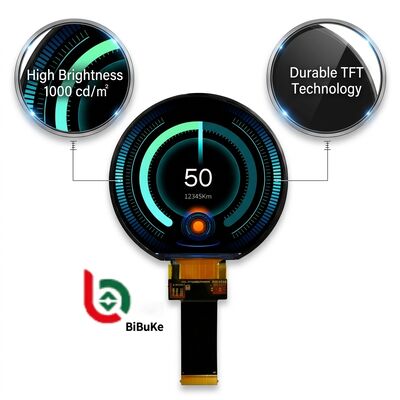 3.6 inch 544x506 High Brightness 1000 cd/㎡ Round TFT LCD Display with IPS-TFT Color Module