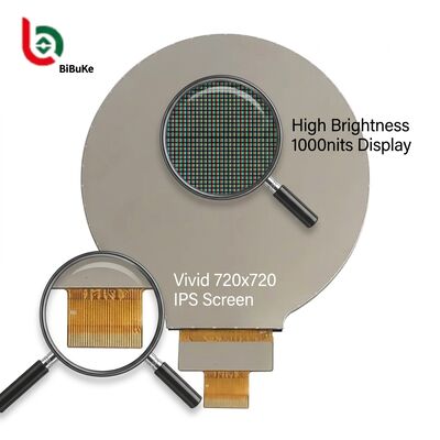 4-inch Round TFT LCD Display with 1000nits Brightness, 720x720 Resolution, and IPS All Viewing Angles