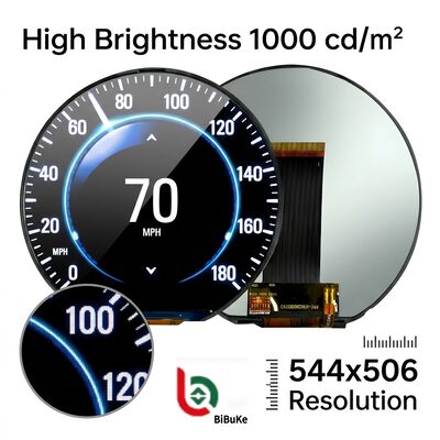3.6 inch 544x506 High Brightness 1000 cd/㎡ Round TFT LCD Display with IPS-TFT Color Module