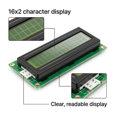 Monochrome LCD Display STN/FSTN Module with 16 Characters X 2 Lines Reflective Polarizer and Low Power Consumption